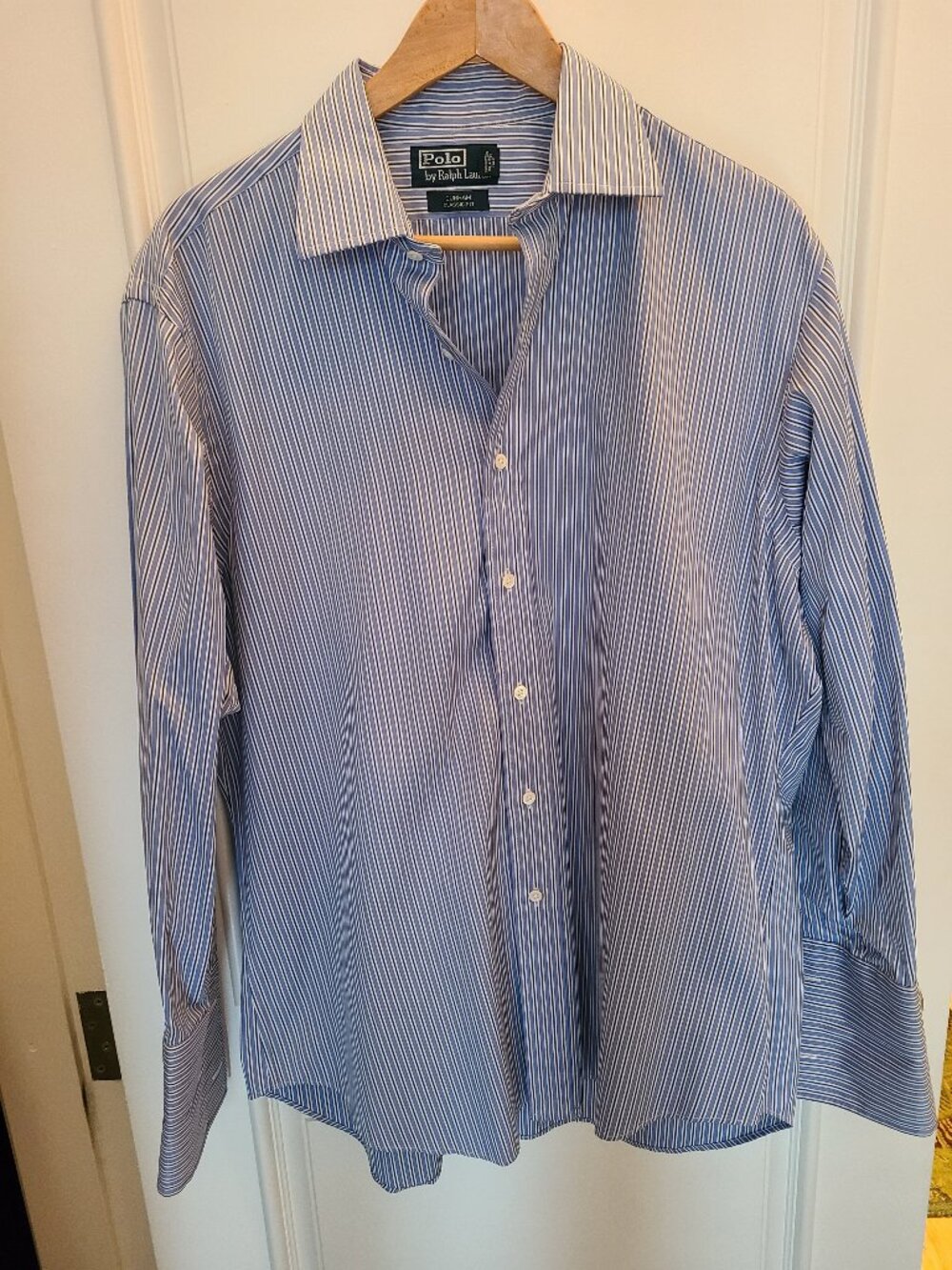 Men’s POLO RALPH LAUREN Curham Classic Fit Blue Striped Shirt 16.5 32 Fr Cuffs